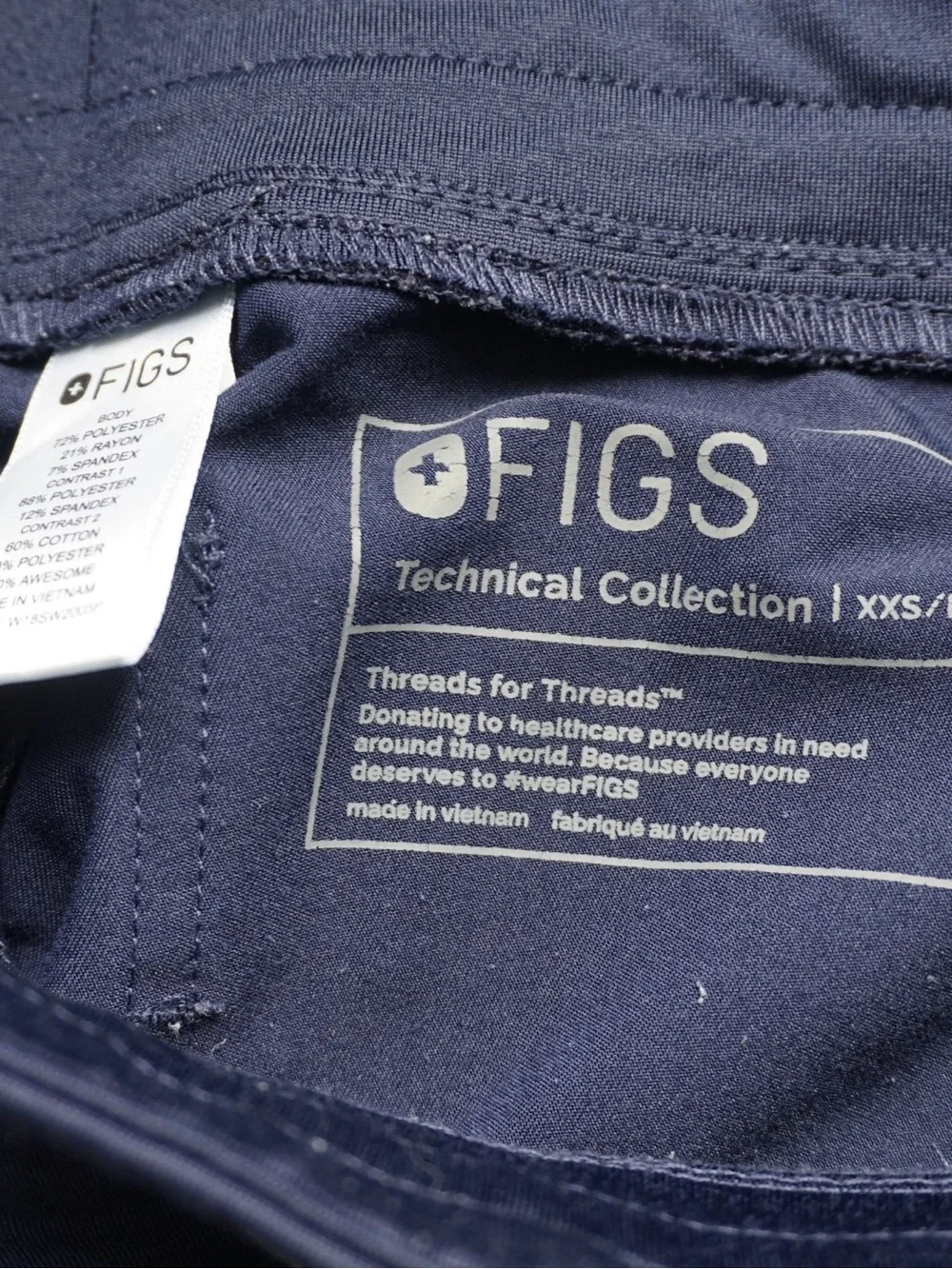 Figs Navy Jogger Sweatpants with Gray Drawstring
